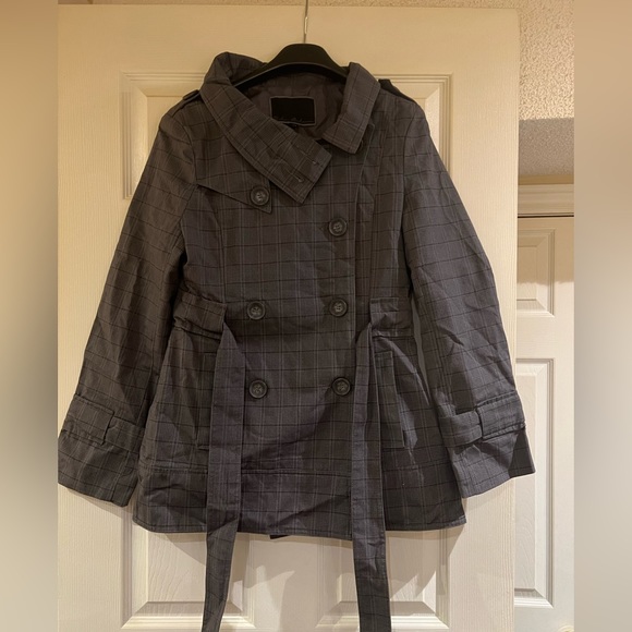 Plaid Womens Trench Coat - Picture 1 of 7
